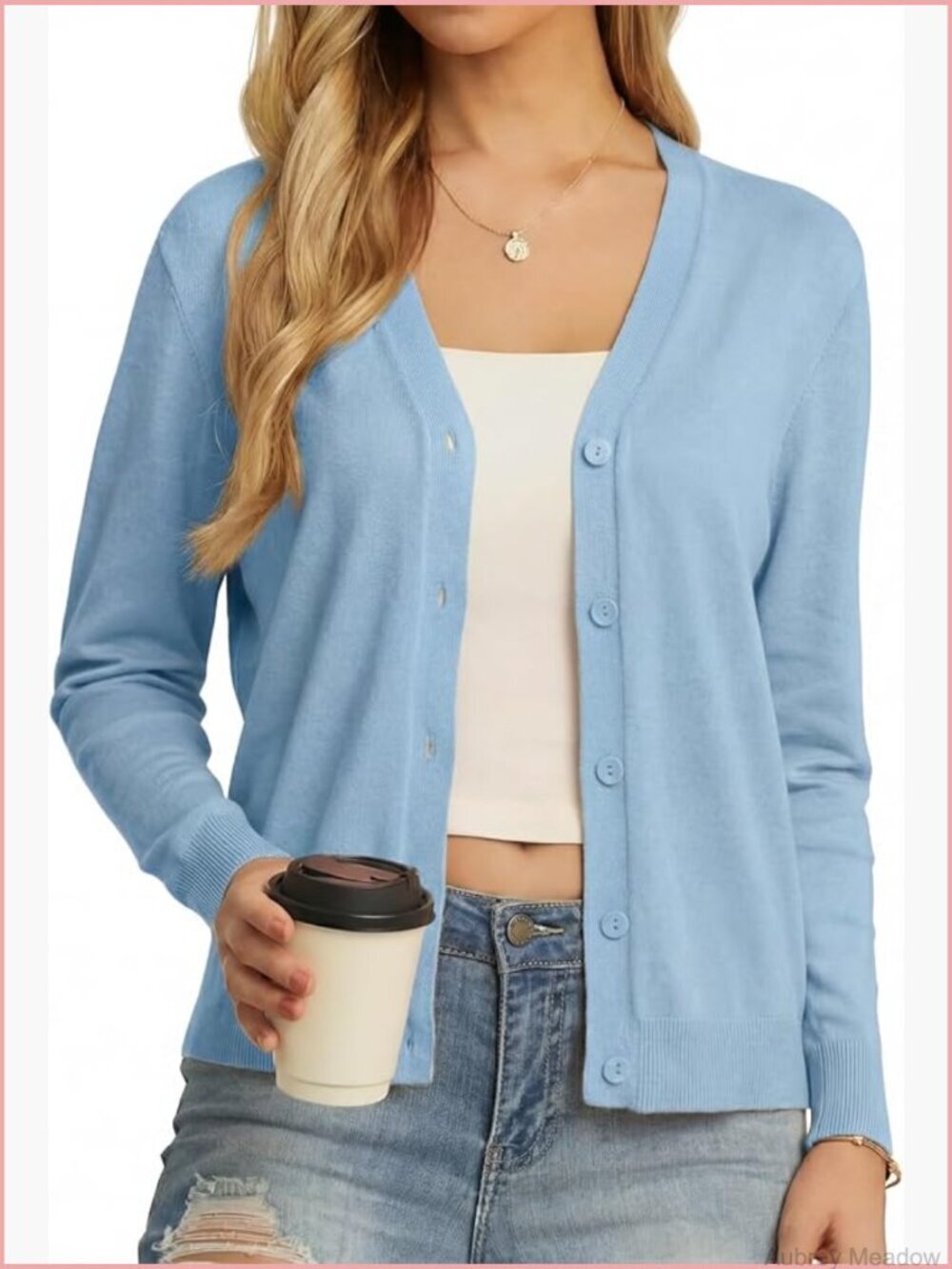 Lightweight Open Front Cardigan Long Sleeve V Neck Button Down Casual Knit